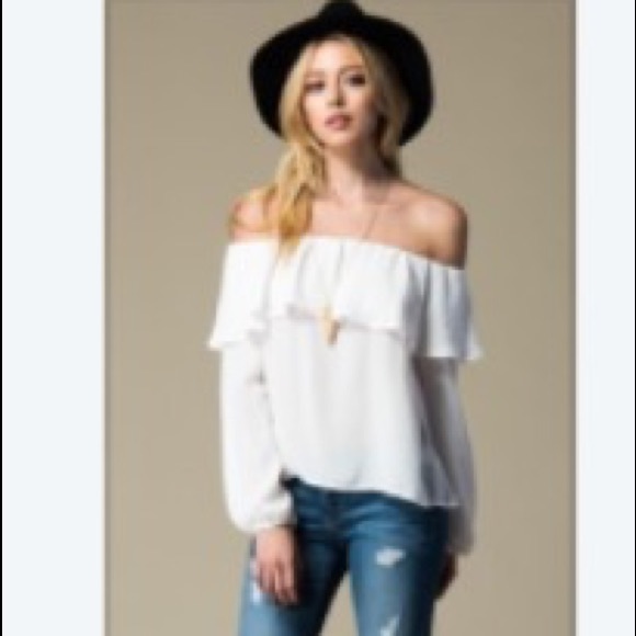 3/$25 Taupe Off the Shoulder Blouse - Picture 1 of 4